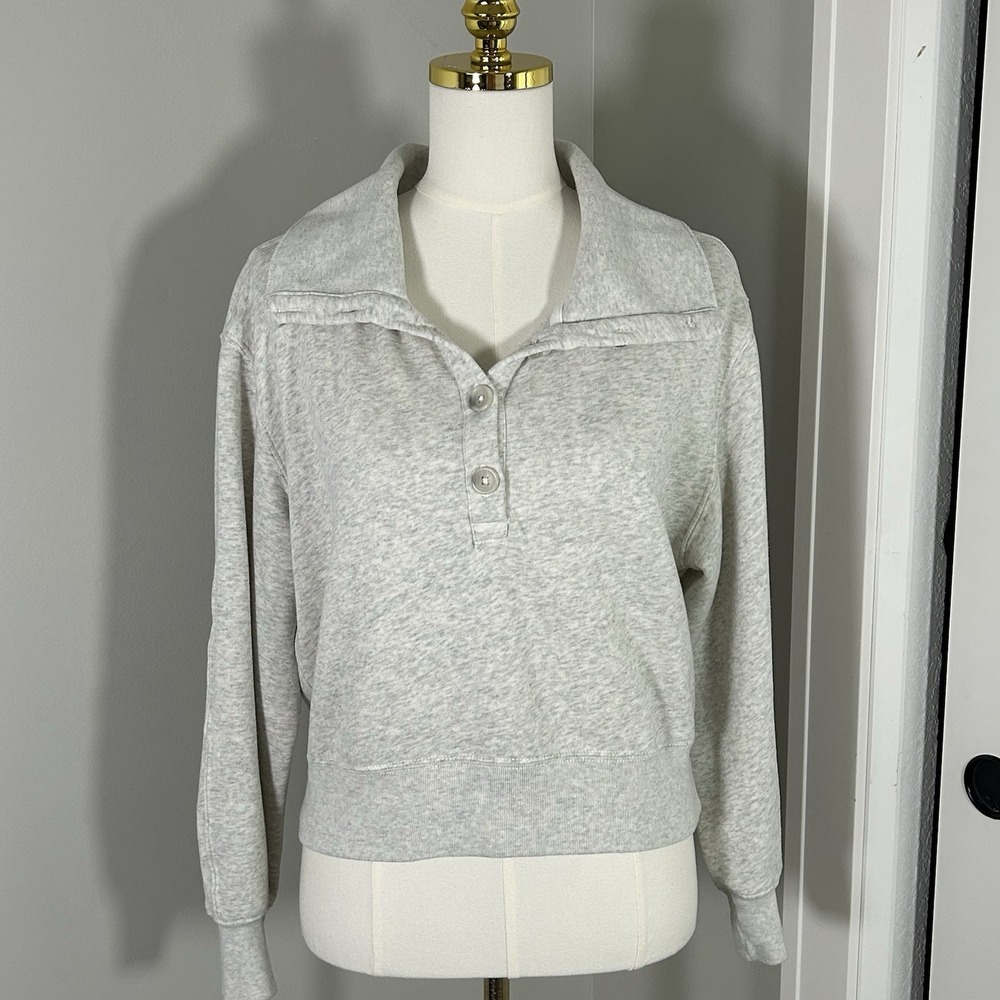 Abercrombie & Fitch Soft A&F Sweatshirt Womens S Gray Cropped Collared Pullover